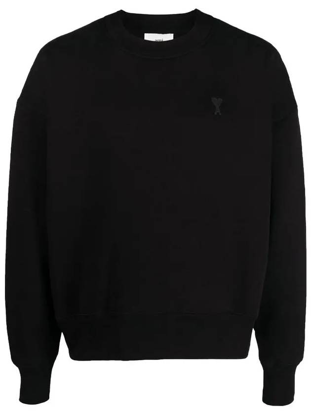 Heart Logo Tone On Tone Sweatshirt Black - AMI - BALAAN 2