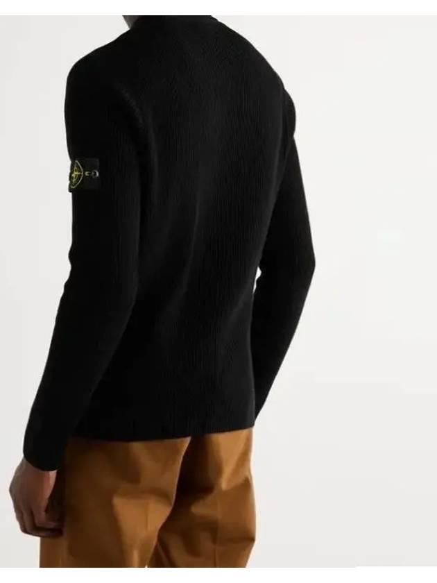 Men's Wappen Patch Cotton Knit Top Black - STONE ISLAND - BALAAN 7