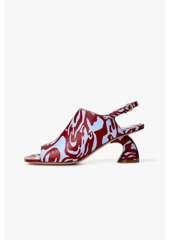 Zebra pattern leather heel sandals burgundy - DRIES VAN NOTEN - BALAAN 1