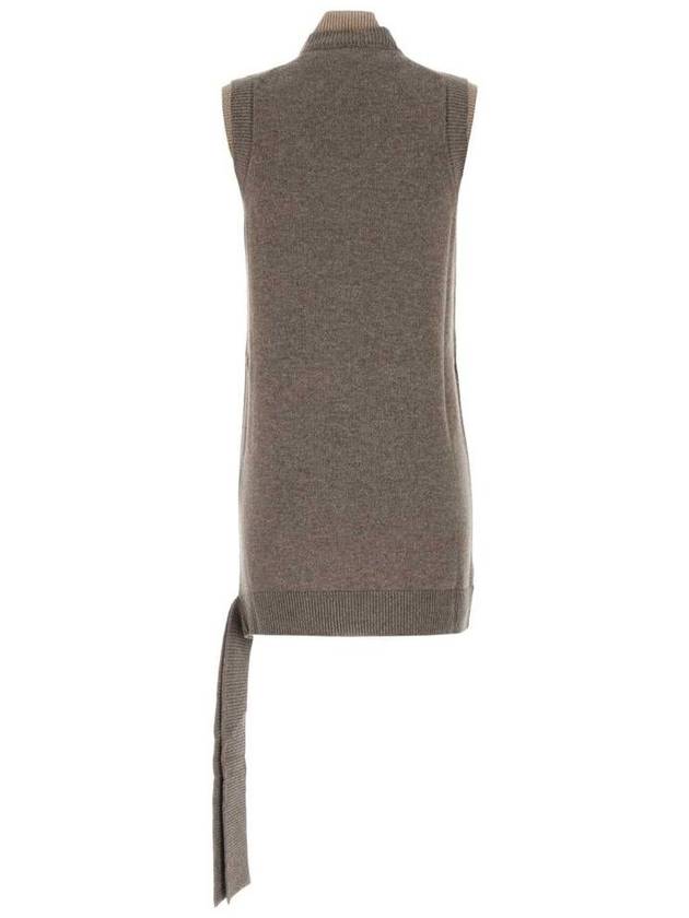 Logo Intarsia Sleeveless Wool Short Dress Grey - FENDI - BALAAN 3