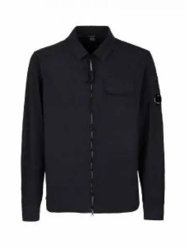 Lens Wappen Gabardine Shirt Zip-up Jacket Black - CP COMPANY - BALAAN 2