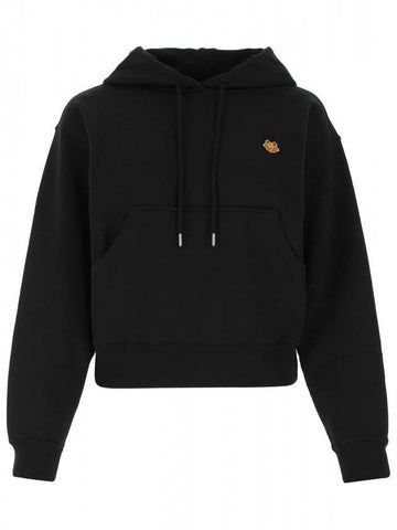 Women's Tiger Logo Cotton Hooded Top Black - KENZO - BALAAN.