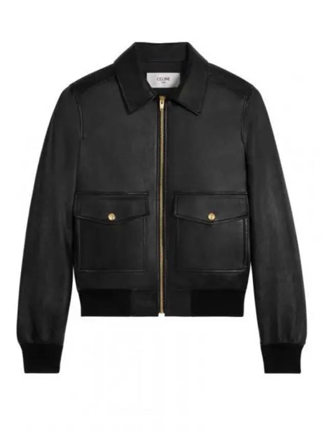 Loose Aviator Soft Lambskin Blouson Jacket Ebene - CELINE - BALAAN 2