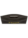 Logo Leather Card Wallet Black Yellow - FENDI - BALAAN 5