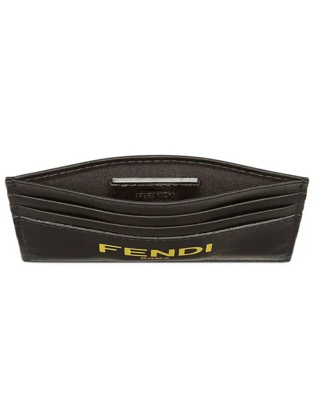 Logo Leather Card Wallet Black Yellow - FENDI - BALAAN 5