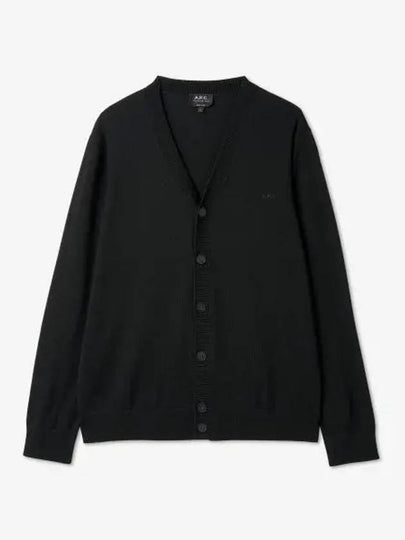 Joe Logo Embroidered Wool Cardigan Black - A.P.C. - BALAAN 2