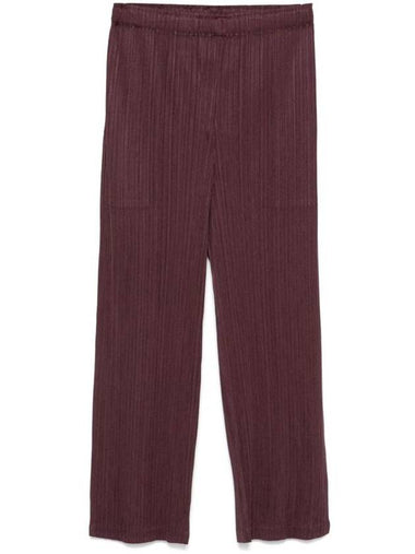 Pleats Straight Pants Dark Brown - ISSEY MIYAKE - BALAAN 1