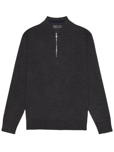 Men's V-Neck Half Zip Merino Wool Knit Top Dark Grey - G/FORE - BALAAN 1