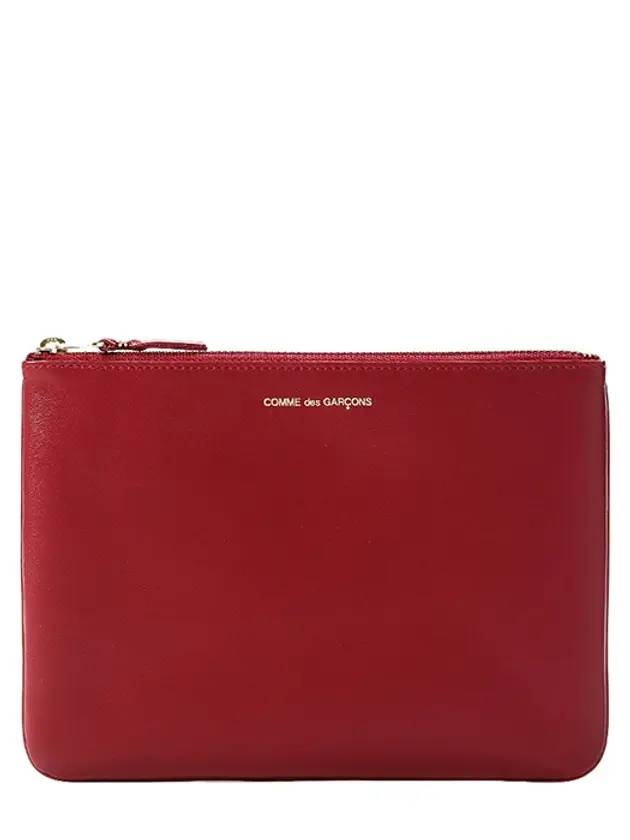 Logo Classic Line Zipper Clutch Bag Red - COMME DES GARCONS WALLET - BALAAN 1