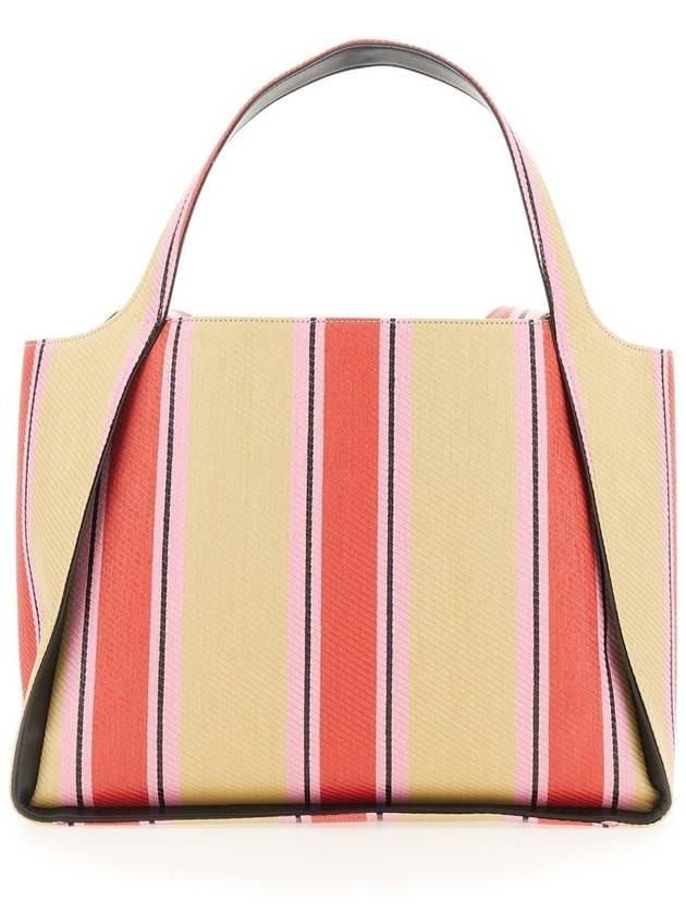 Logo Stripe Raffia Tote Bag Red - STELLA MCCARTNEY - BALAAN 3