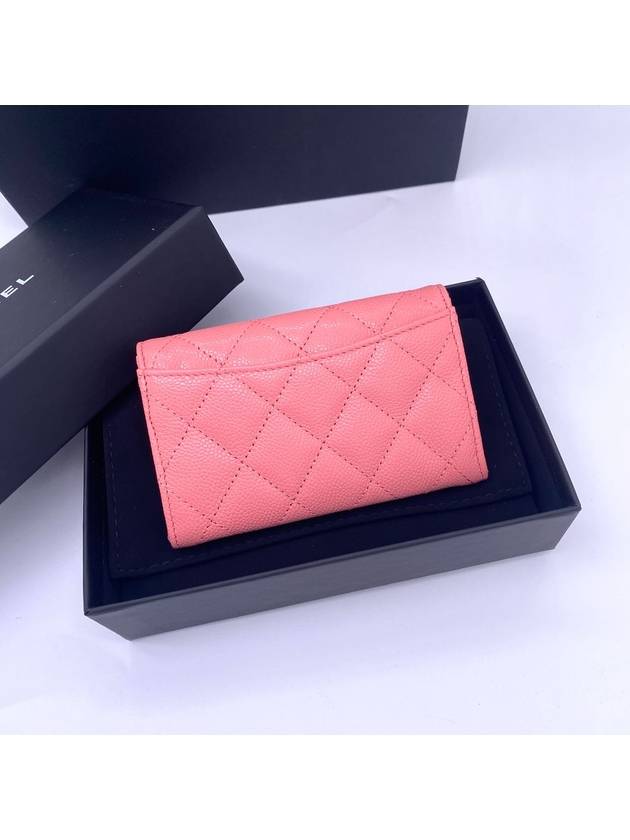 25C Clutch Classic Card Holder Wallet Caviar Coral Pink Gold Plated AP0214 - CHANEL - BALAAN 4