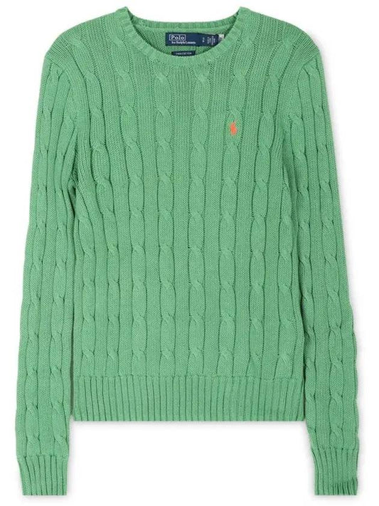 Embroidered Logo Pony Cable Knit Top Green - POLO RALPH LAUREN - BALAAN 2