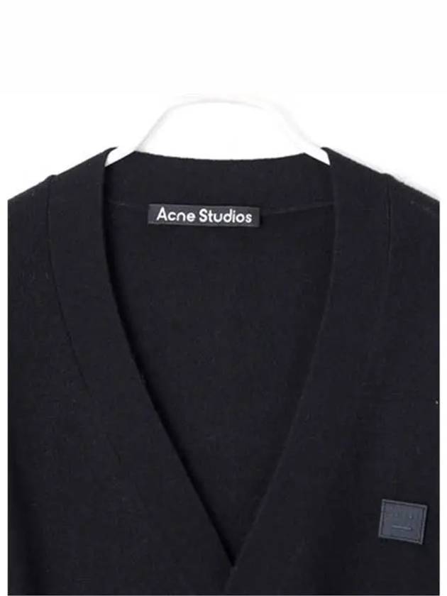 Keve Face Wool V-neck Cardigan Black - ACNE STUDIOS - BALAAN 4