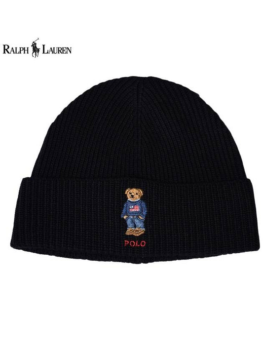 Solid Flag Bear Beanie Black - POLO RALPH LAUREN - BALAAN 2