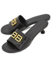 BB Leather Slipper Heels Black - BALENCIAGA - BALAAN 2