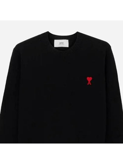 Heart Logo Men s Sweater Knit Black BFHKS001001 - AMI - BALAAN 2