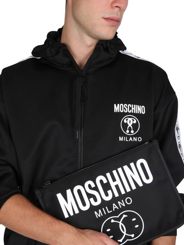 logo hooded jacket black - MOSCHINO - BALAAN 5