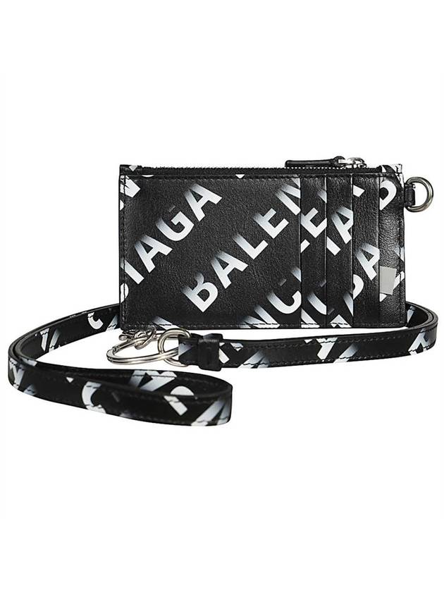 Logo All Over Print Cash Keyring Card Case Black - BALENCIAGA - BALAAN 1