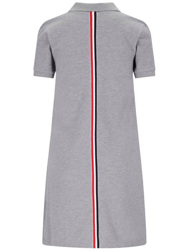 Classic Cotton Pique Center Back Stripe A-Line Short Sleeve Polo Shirt Short Dress Grey - THOM BROWNE - BALAAN 3