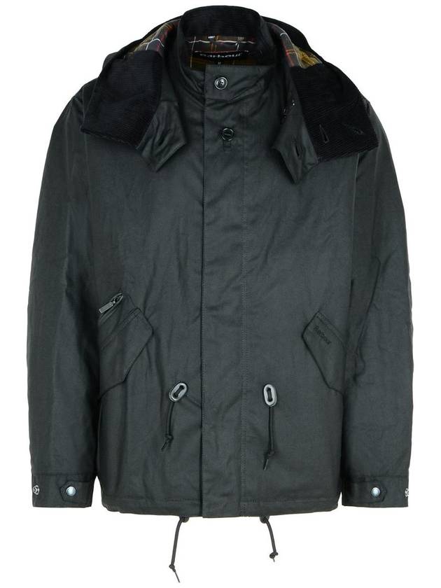 Barbour 'Short Wind' Black Waxed Cotton Parka - BARBOUR - BALAAN 1