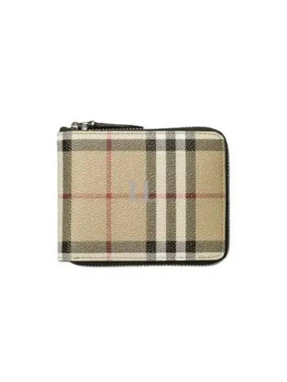 Checked Zipped Half Wallet Beige - BURBERRY - BALAAN 2