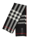 Checkered Wool Silk Scarf Navy - BURBERRY - BALAAN 3