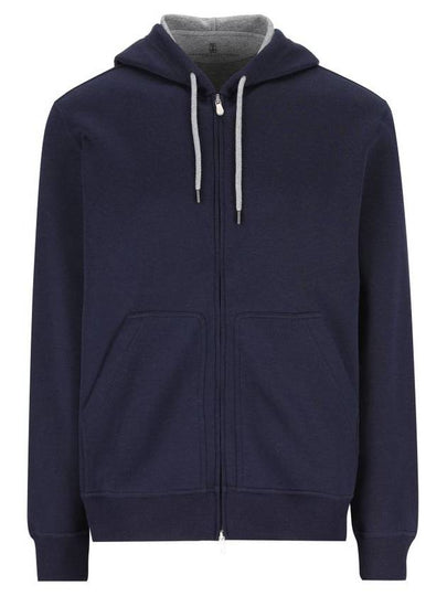 Drawstring hood zip up navy - BRUNELLO CUCINELLI - BALAAN 2