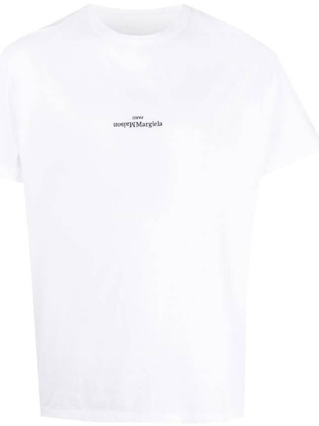 Reverse Embroidered Logo Stitched Cotton Short Sleeve T-Shirt White - MAISON MARGIELA - BALAAN 2