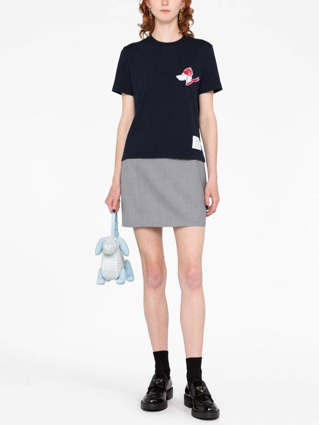 Festive Jersey Button Hector Short Sleeve T Shirt Navy - THOM BROWNE - BALAAN 4