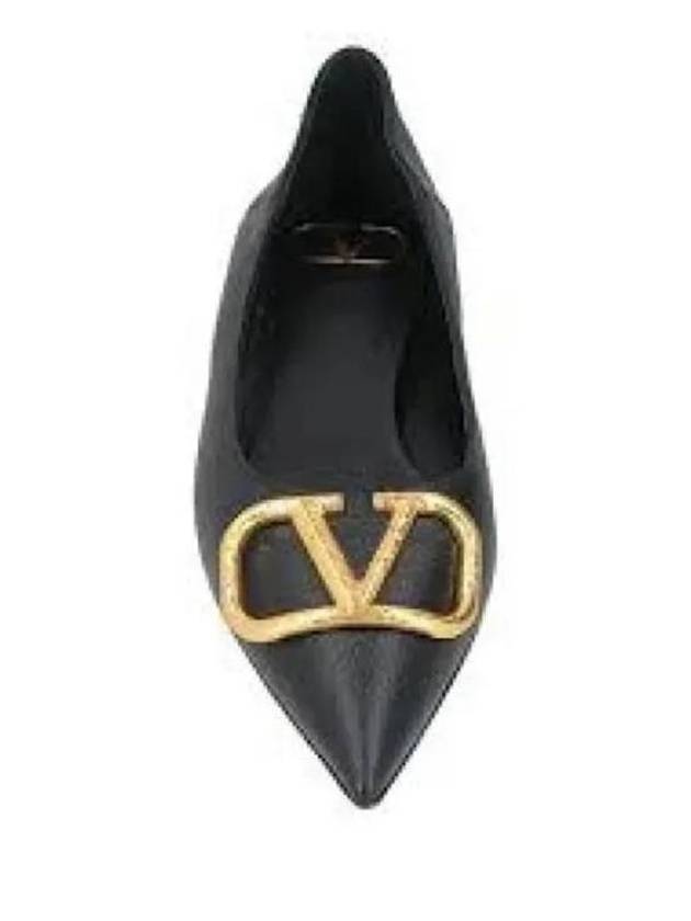 V Logo Pointed Toe Ballerina Flats Black - VALENTINO - BALAAN 4