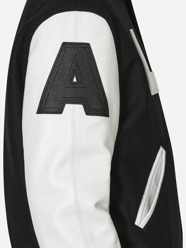 Classic Embossed Logo Leather Varsity Jacket White Black - 1017 ALYX 9SM - BALAAN 7