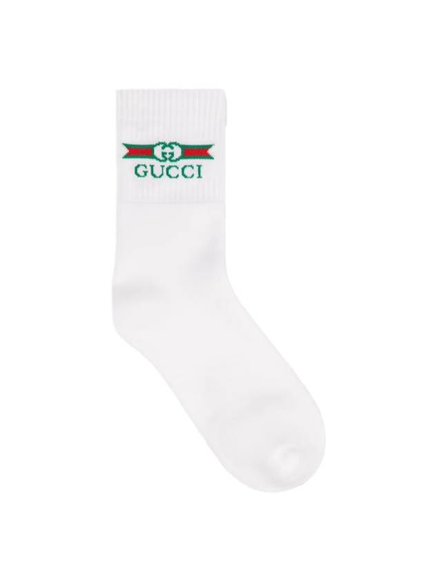 GG Logo Cotton Socks White - GUCCI - BALAAN 1