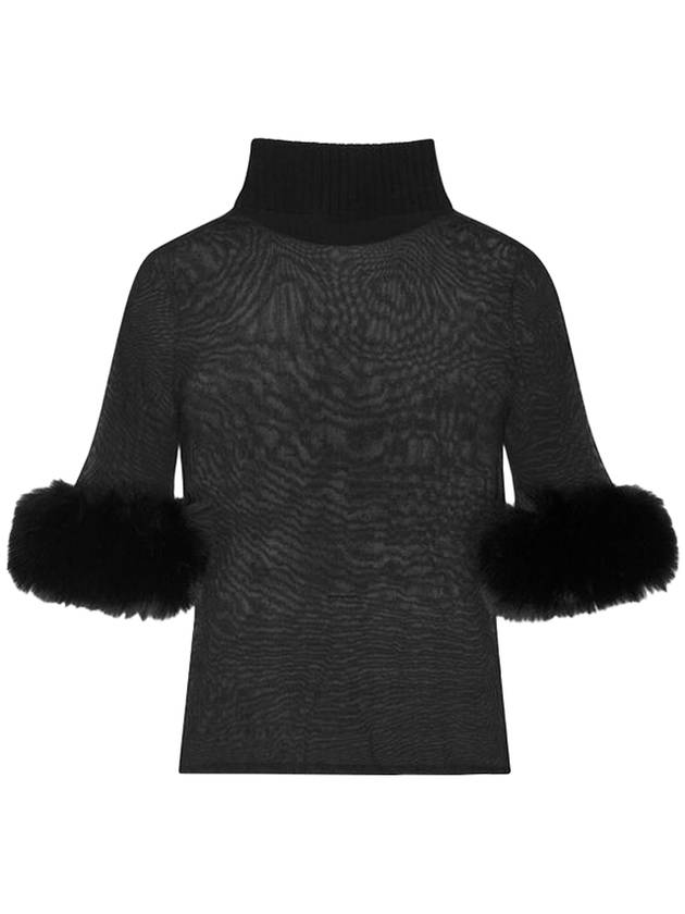 Sheer Fur Short Sleeve T-Shirt - SAINT LAURENT - BALAAN 1