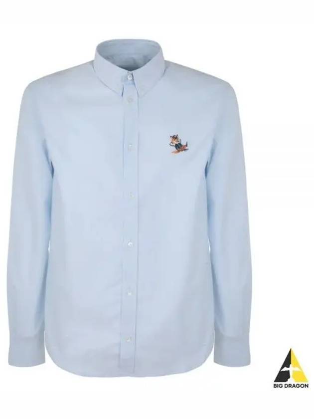 Dressed Fox Patch Relaxed Long Sleeve Shirt Light Blue - MAISON KITSUNE - BALAAN 2