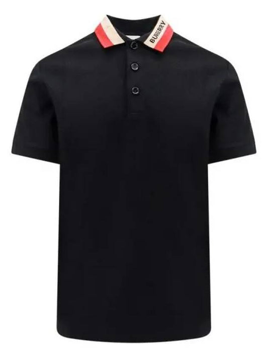 Logo Stripe Short Sleeve Polo Shirt Black - BURBERRY - BALAAN 2