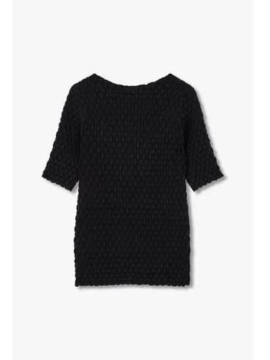 Women s Embossed Woven Pattern T Shirt Black - DRIES VAN NOTEN - BALAAN 1