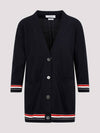 High Twist Cotton Oversized Long Cardigan Navy - THOM BROWNE - BALAAN 2