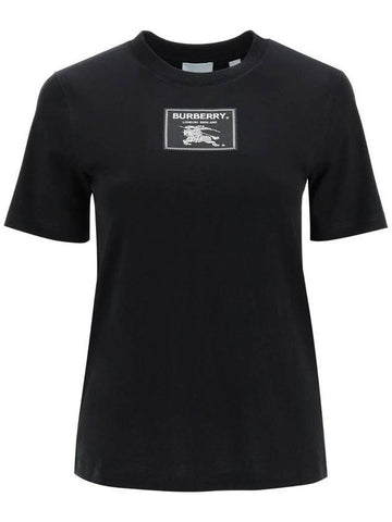 Women's Prosum Label Cotton Short Sleeve T-Shirt Black - BURBERRY - BALAAN 1