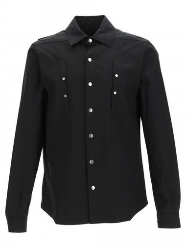 Button Cotton Shirt Jacket Black - RICK OWENS - BALAAN 1