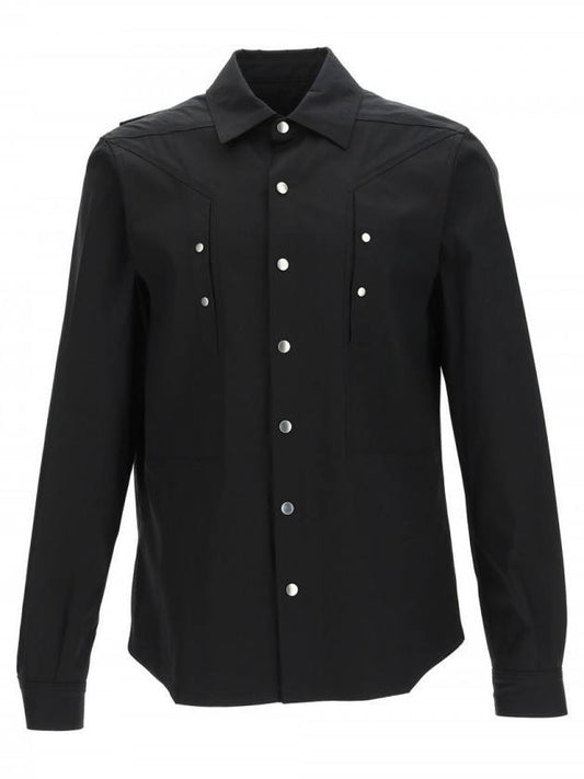 Button Shirt Jacket Black - RICK OWENS - BALAAN.