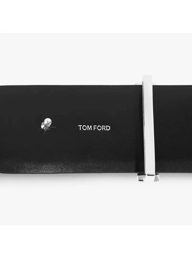 Silver T Logo Buckle Reversible Belt Black - TOM FORD - BALAAN.