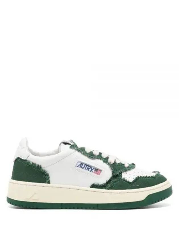 Medalist Bicolor Canvas Leather Low Top Sneakers White Green - AUTRY - BALAAN 1