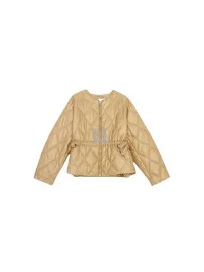 Women's Quilted Recycled Nylon Down Zip-Up Jacket Beige - GANNI - BALAAN 2