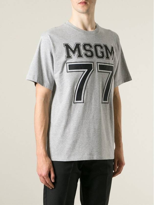 77 Logo Print Short Sleeve T-Shirt Grey - MSGM - BALAAN 3