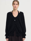 Wool Halter Neck and Loose Fit Cardigan Setup Black - SORRY TOO MUCH LOVE - BALAAN 1