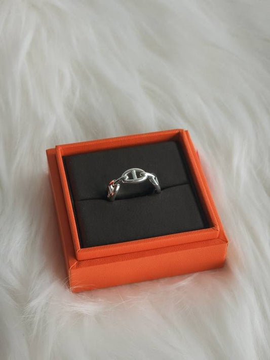 Small Chaine D'Ancre Enchainee Ring Silver - HERMES - BALAAN 2