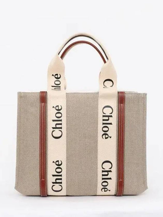 Woody Canvas Medium Tote Bag Brown - CHLOE - BALAAN 2