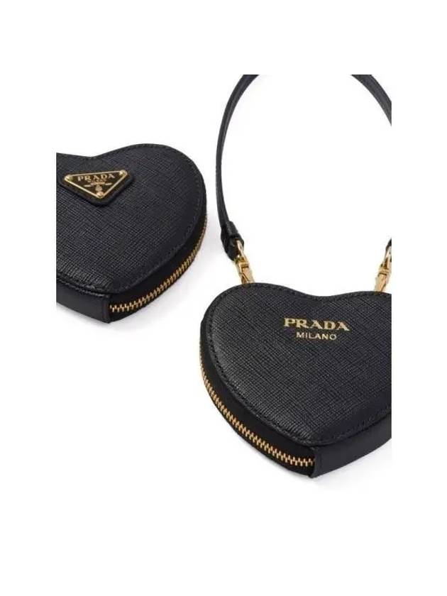 Heart Saffiano Mini Pouch Bag Black - PRADA - BALAAN 4