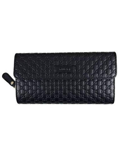 GG Microshima Leather Flap Long Wallet Black - GUCCI - BALAAN 1