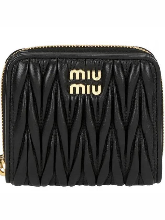 Matelasse Logo Half Wallet Black - MIU MIU - BALAAN 2